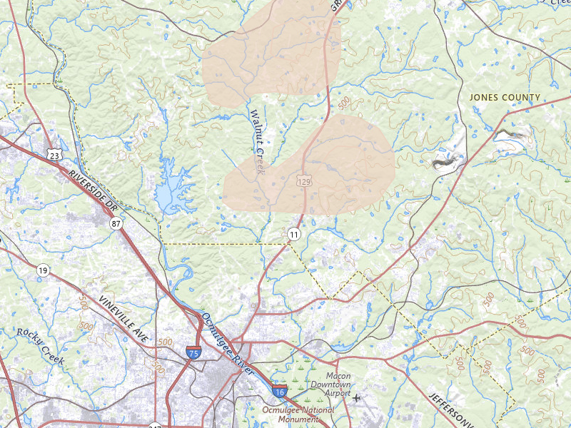 Radar-estimated hail-size map of the storm over Macon, GA on Aug 21, 2026