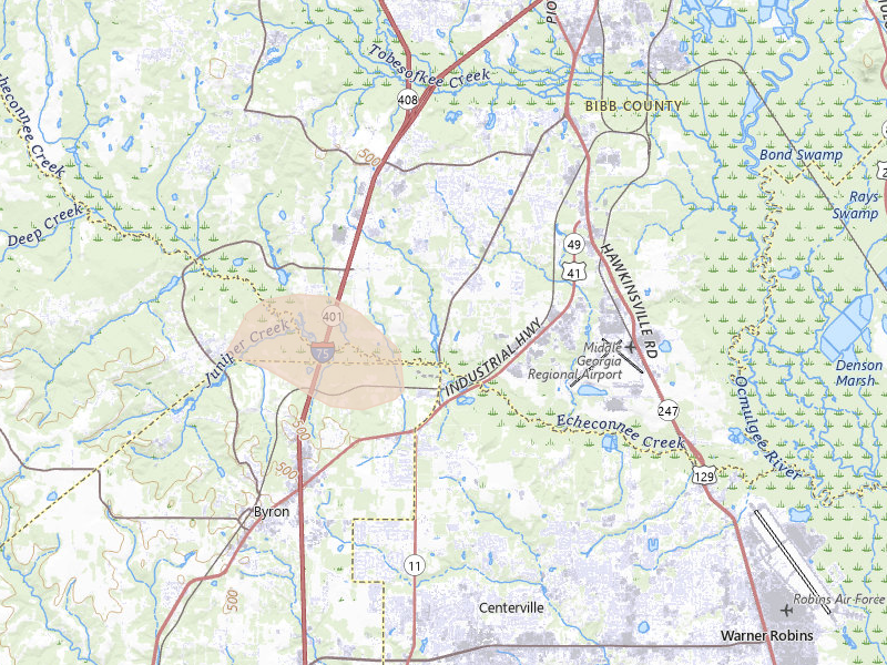 Radar-estimated hail-size map of the storm over Macon, GA on Aug 27, 2026