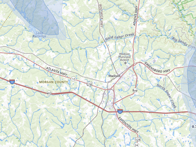 NEXRAD radar-signature map of the hail storm over Madison, GA on Aug 11, 2026