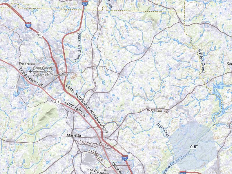 NEXRAD radar-signature map of the hail storm over Marietta, GA on Aug 9, 2026