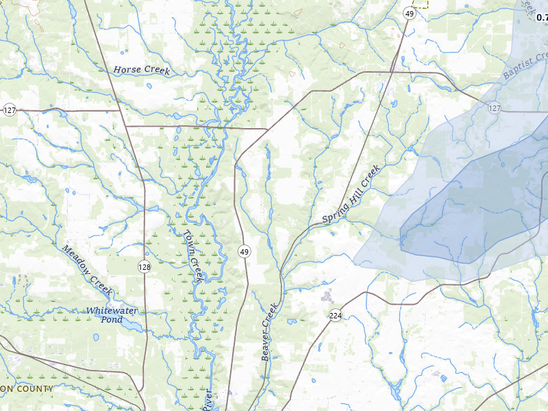 NEXRAD radar-signature map of the hail storm over Marshallville, GA on Jul 9, 2026