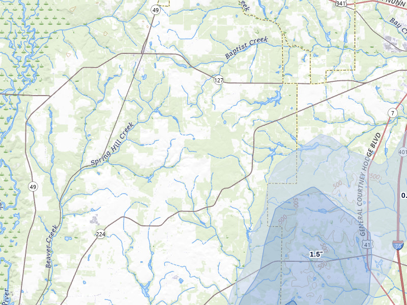 NEXRAD radar-signature map of the hail storm over Marshallville, GA on Aug 6, 2026
