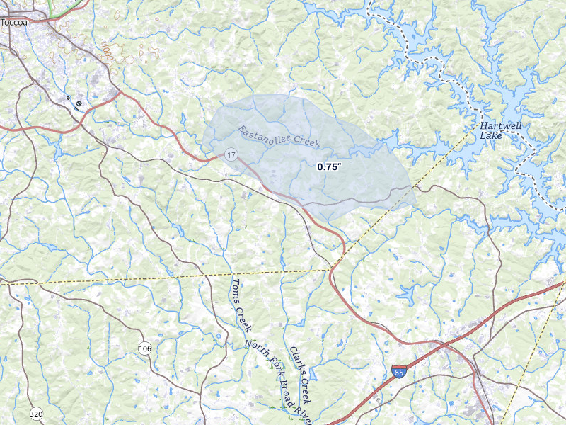 NEXRAD radar-signature map of the hail storm over Martin, GA on Jul 10, 2026
