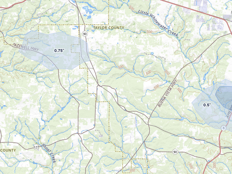 NEXRAD radar-signature map of the hail storm over Mauk, GA on Aug 11, 2026