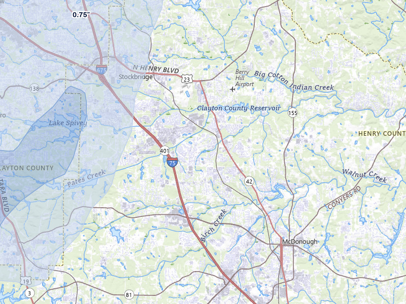 NEXRAD radar-signature map of the hail storm over Mcdonough, GA on May 17, 2026