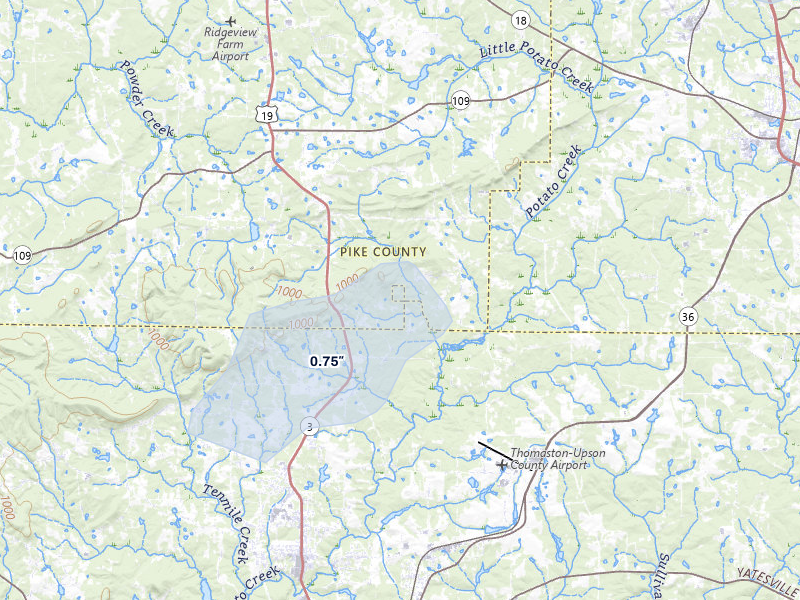 NEXRAD radar-signature map of the hail storm over Meansville, GA on May 17, 2026