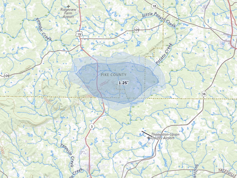 NEXRAD radar-signature map of the hail storm over Meansville, GA on Jun 9, 2026