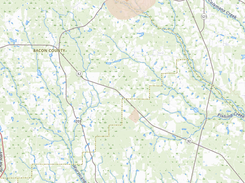 Radar-estimated hail-size map of the storm over Mershon, GA on Aug 13, 2026