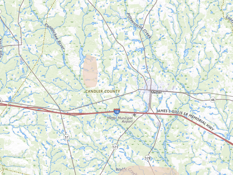 Radar-estimated hail-size map of the storm over Metter, GA on Aug 16, 2026