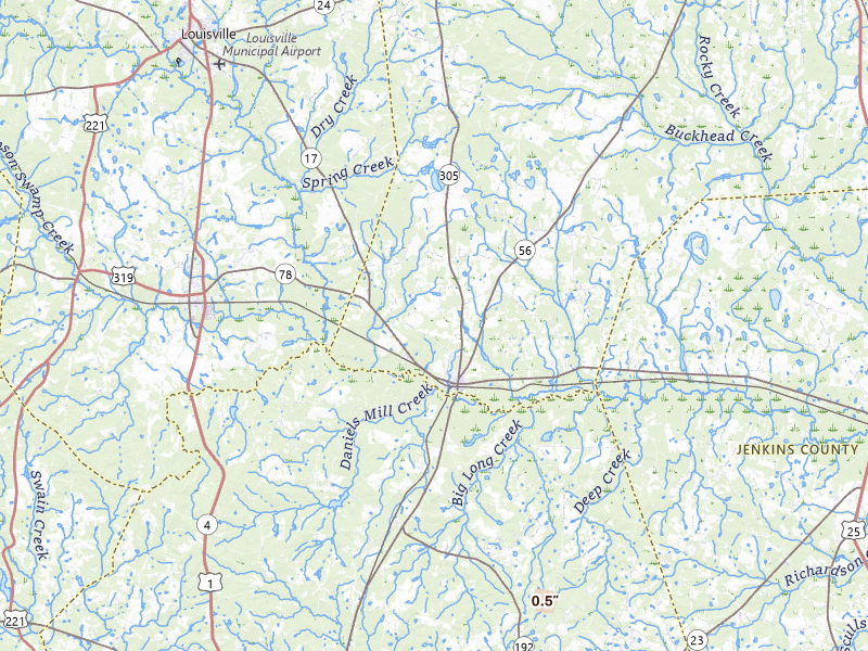 Radar-estimated hail-size map of the storm over Midville, GA on May 17, 2026