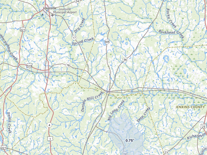 NEXRAD radar-signature map of the hail storm over Midville, GA on May 17, 2026