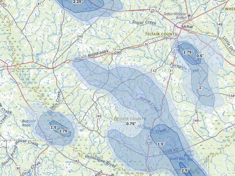 NEXRAD radar-signature map of the hail storm over Milan, GA on May 17, 2026