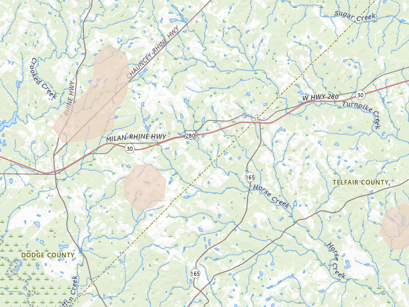 Radar-estimated hail-size map of the storm over Milan, GA on Aug 21, 2026