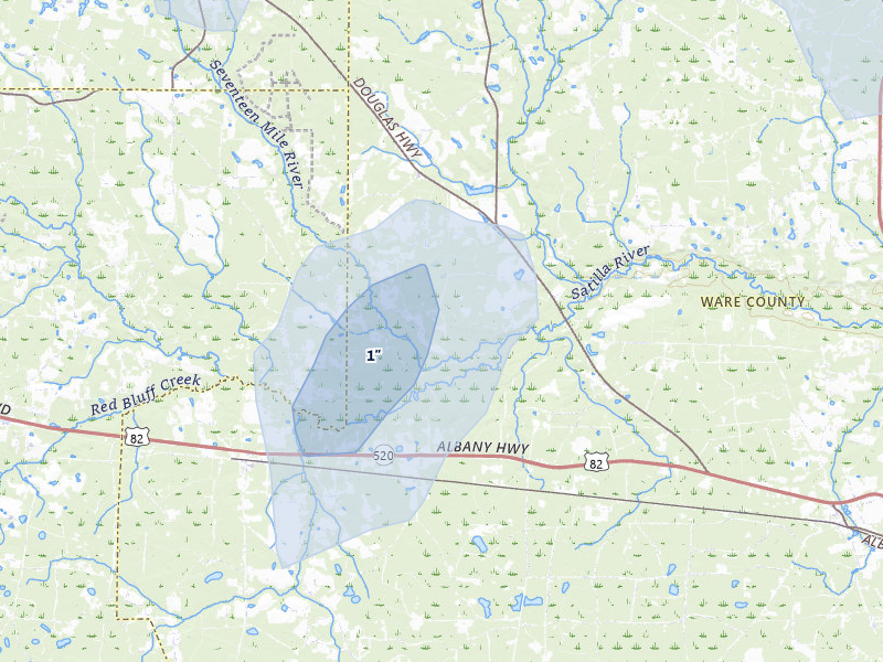 NEXRAD radar-signature map of the hail storm over Millwood, GA on May 17, 2026
