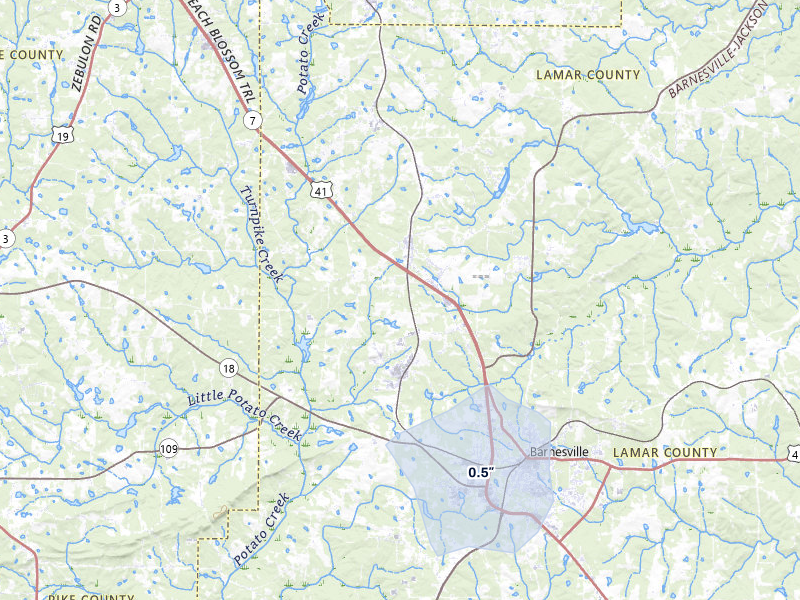 NEXRAD radar-signature map of the hail storm over Milner, GA on May 29, 2026