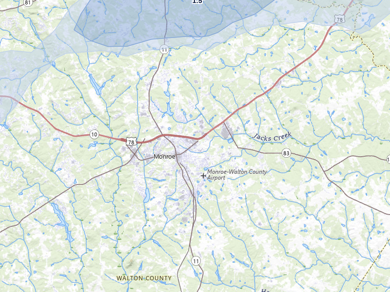 NEXRAD radar-signature map of the hail storm over Monroe, GA on Mar 7, 2026