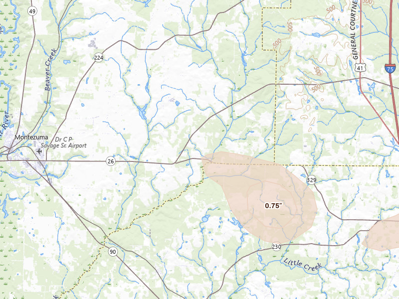 Radar-estimated hail-size map of the storm over Montezuma, GA