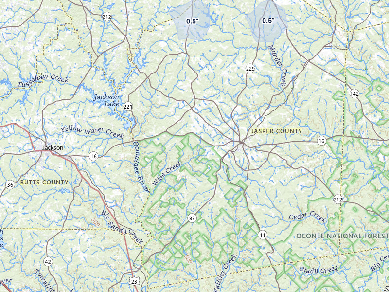 NEXRAD radar-signature map of the hail storm over Monticello, GA on Apr 28, 2026