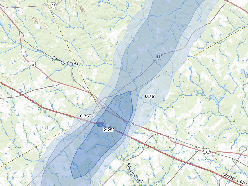 NEXRAD radar-signature map of the hail storm over Montrose, GA on Jun 29, 2026