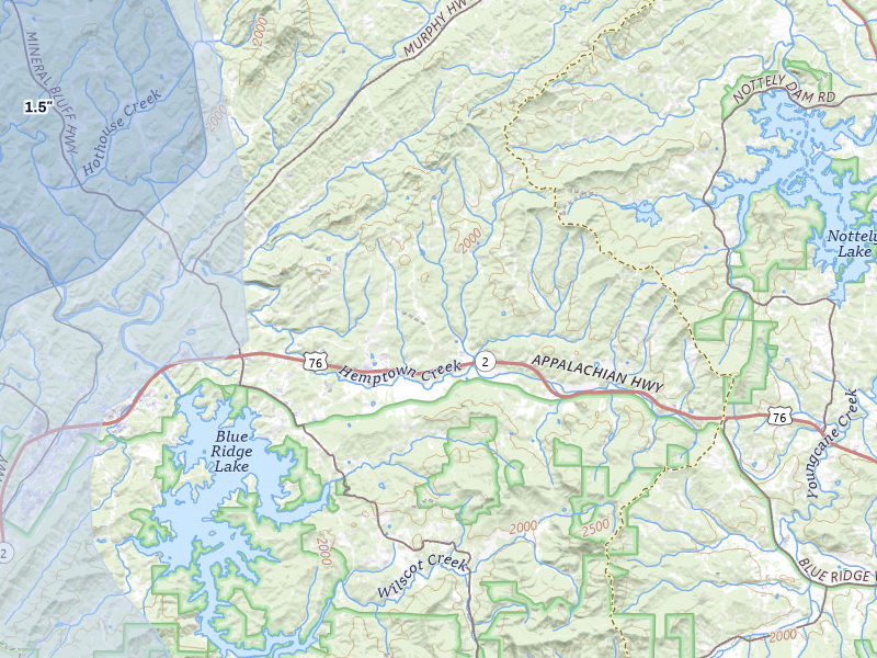 NEXRAD radar-signature map of the hail storm over Morganton, GA on Jul 28, 2026