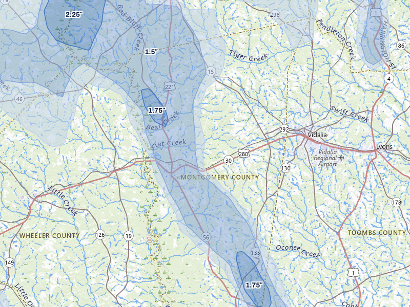 NEXRAD radar-signature map of the hail storm over Mount Vernon, GA on May 17, 2026