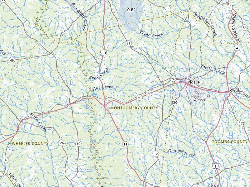 NEXRAD radar-signature map of the hail storm over Mount Vernon, GA on Jul 27, 2026