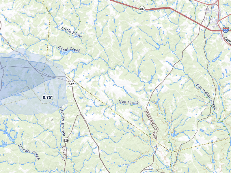NEXRAD radar-signature map of the hail storm over Newborn, GA on Jul 3, 2026