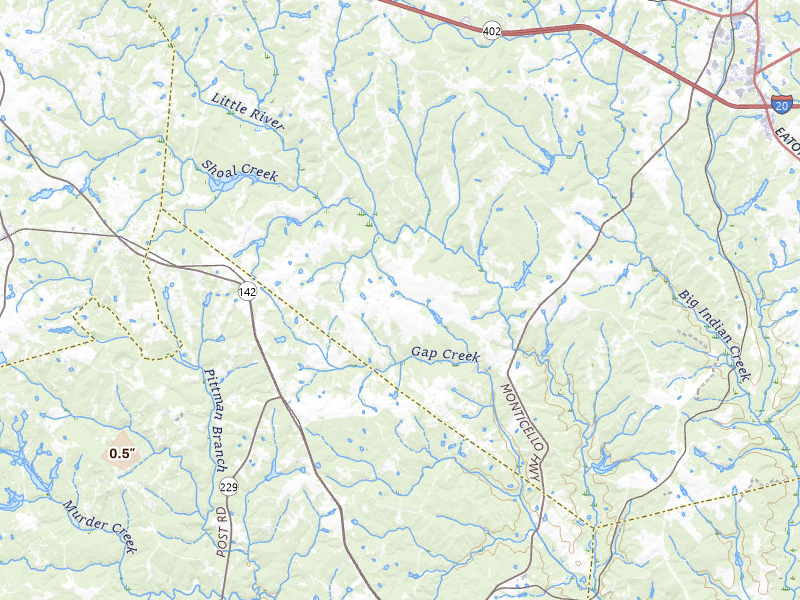 Radar-estimated hail-size map of the storm over Newborn, GA on Jul 9, 2026