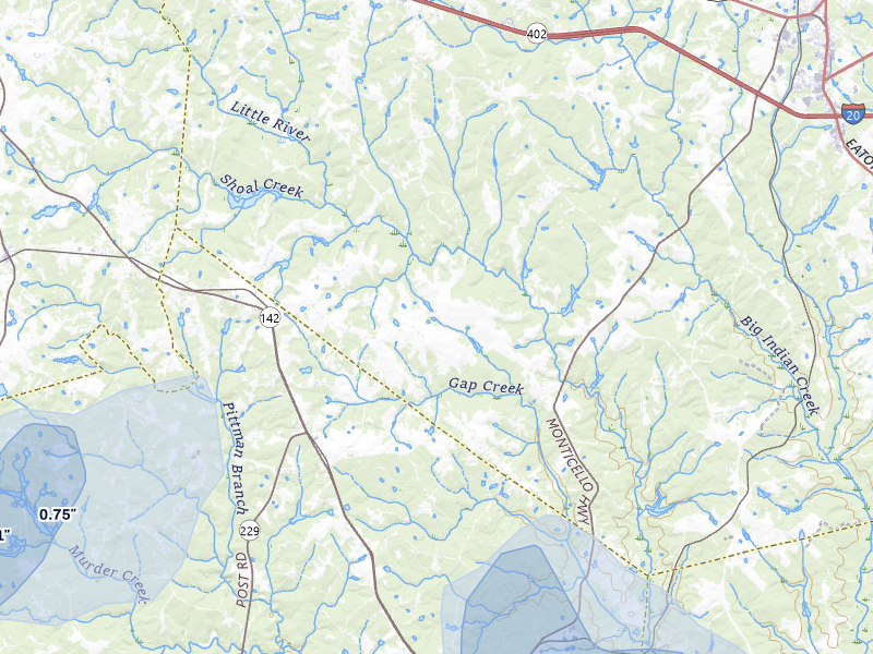 NEXRAD radar-signature map of the hail storm over Newborn, GA on Jul 9, 2026