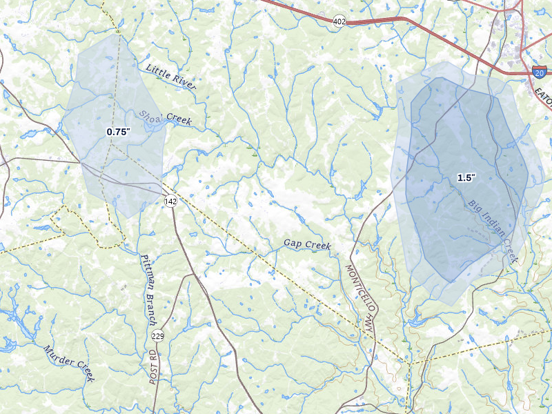 NEXRAD radar-signature map of the hail storm over Newborn, GA on Jul 10, 2026