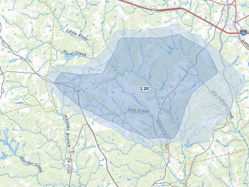 NEXRAD radar-signature map of the hail storm over Newborn, GA on Jul 11, 2026