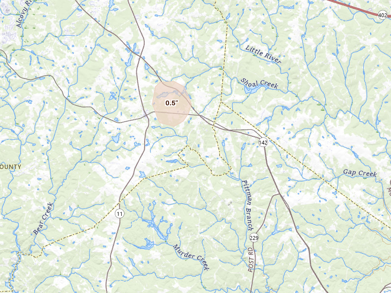 Radar-estimated hail-size map of the storm over Newborn, GA