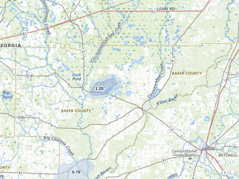 NEXRAD radar-signature map of the hail over Newton, GA