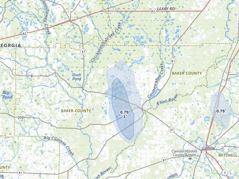 NEXRAD radar-signature map of the hail storm over Newton, GA on Jul 7, 2026