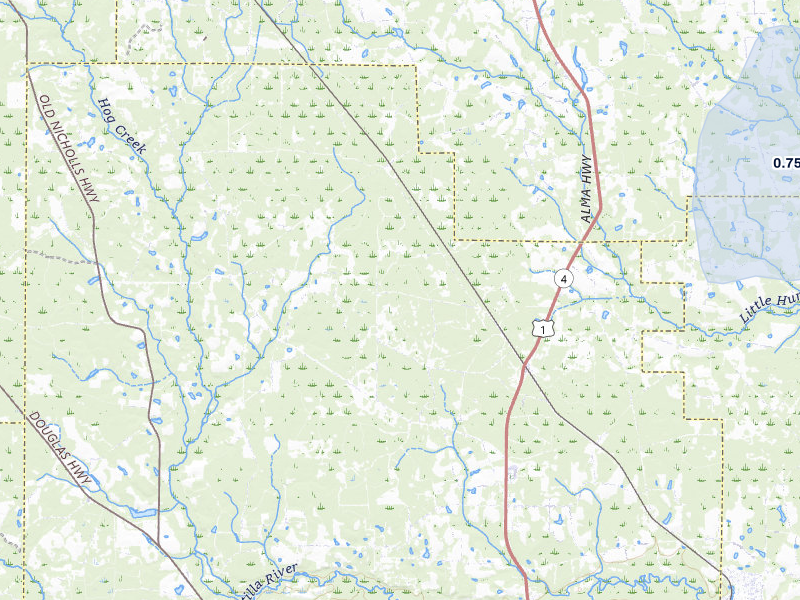 NEXRAD radar-signature map of the hail storm over Nicholls, GA on Aug 25, 2026