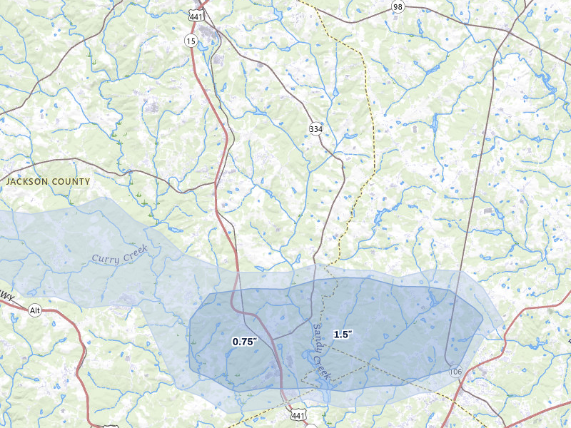 NEXRAD radar-signature map of the hail storm over Nicholson, GA on Jul 10, 2026