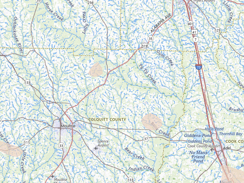 Radar-estimated hail-size map of the storm over Norman Park, GA on Aug 12, 2026