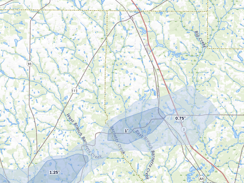 NEXRAD radar-signature map of the hail storm over Ochlocknee, GA on May 8, 2026
