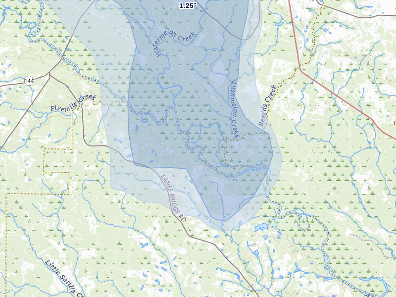 NEXRAD radar-signature map of the hail storm over Odum, GA on Jun 29, 2026