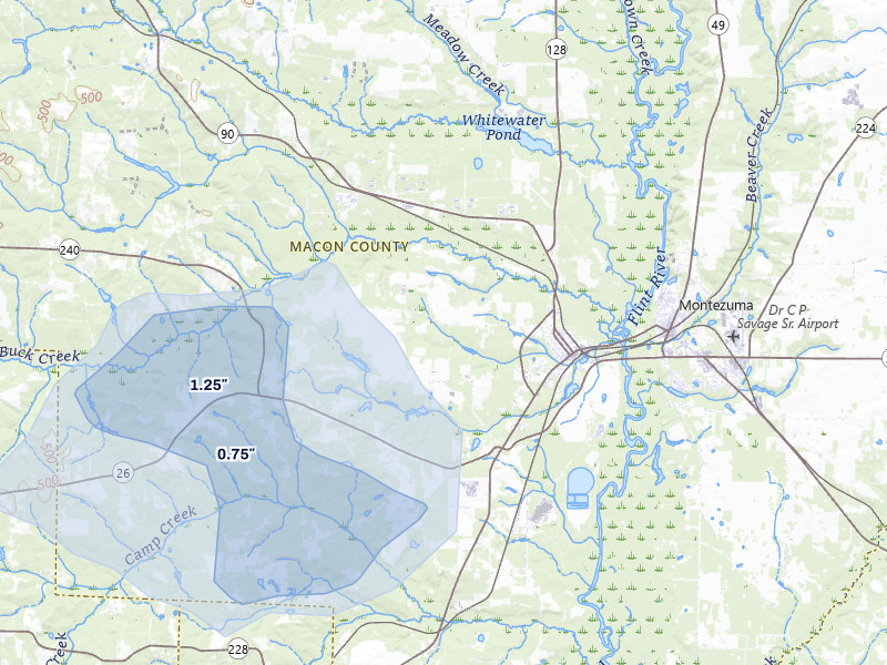 NEXRAD radar-signature map of the hail over Oglethorpe, GA