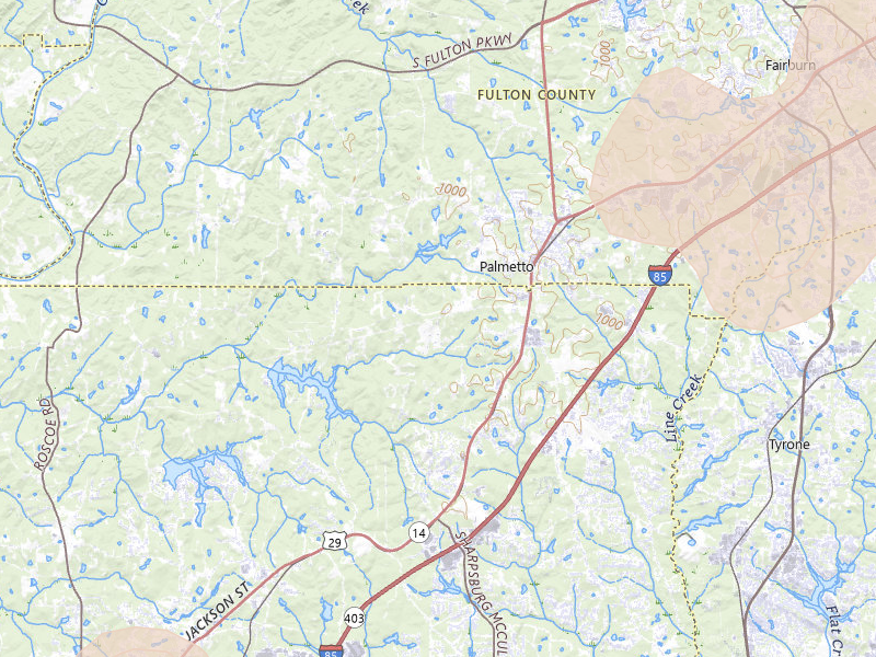 Radar-estimated hail-size map of the storm over Palmetto, GA on Jul 3, 2026