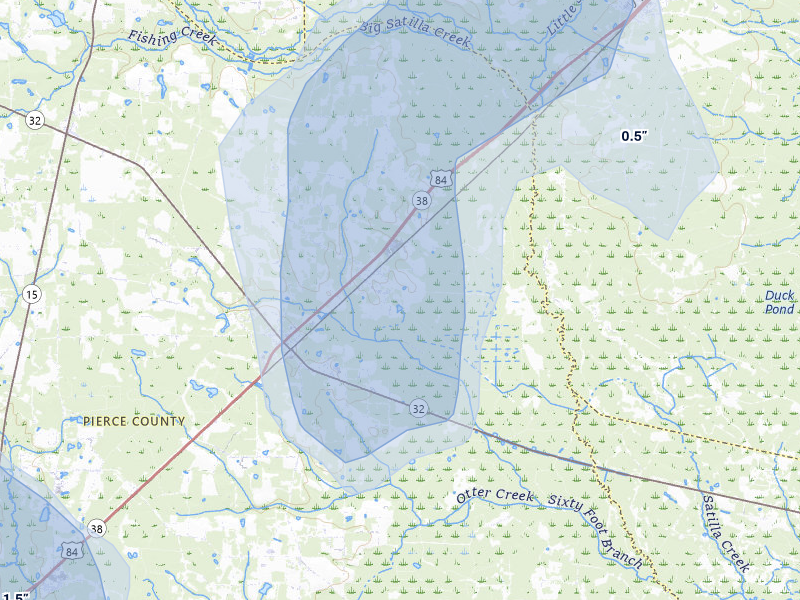 NEXRAD radar-signature map of the hail storm over Patterson, GA on May 17, 2026