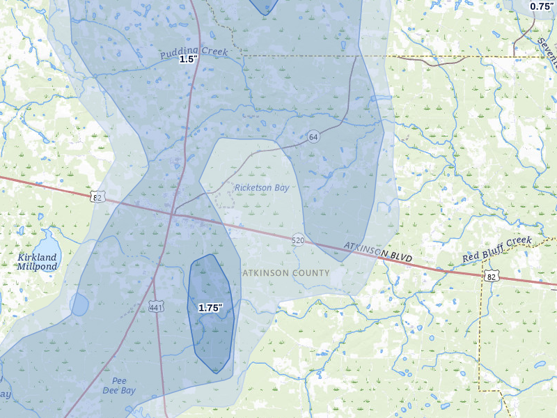 NEXRAD radar-signature map of the hail storm over Pearson, GA on May 17, 2026