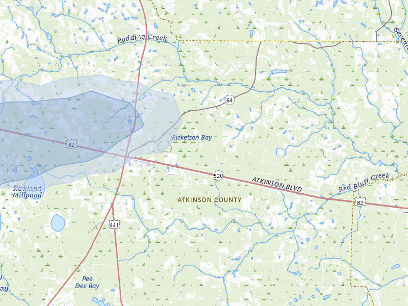 NEXRAD radar-signature map of the hail storm over Pearson, GA on Aug 21, 2026