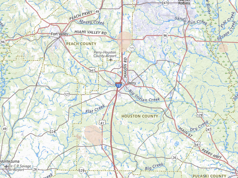 Radar-estimated hail-size map of the storm over Perry, GA on May 17, 2026