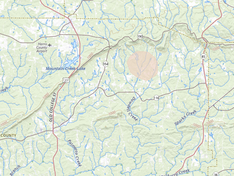 Radar-estimated hail-size map of the storm over Pine Mountain Valley, GA