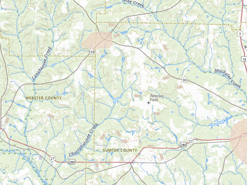 Radar-estimated hail-size map of the storm over Plains, GA on Aug 20, 2026