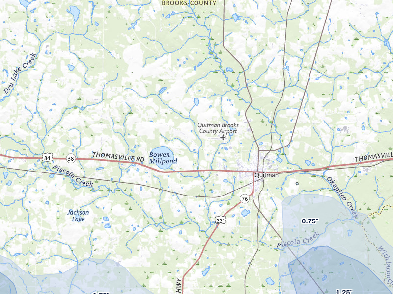 NEXRAD radar-signature map of the hail storm over Quitman, GA on Jul 30, 2026