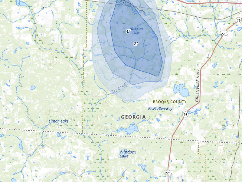 NEXRAD radar-signature map of the hail storm over Quitman, GA on Aug 13, 2026