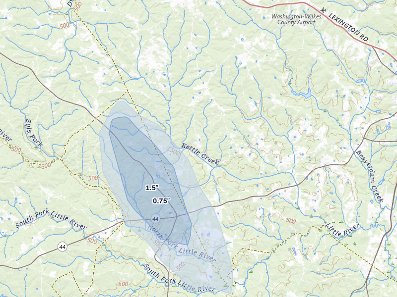 NEXRAD radar-signature map of the hail storm over Rayle, GA on Aug 13, 2026